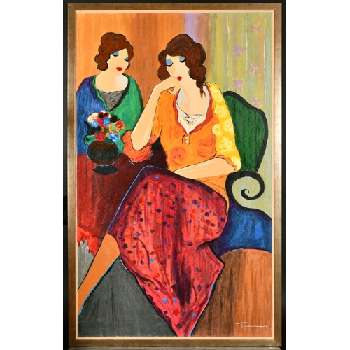 263 - Itzchak Tarkay (1935-2012) Israeli. Two Ladies Seated, Print in Colours, 45