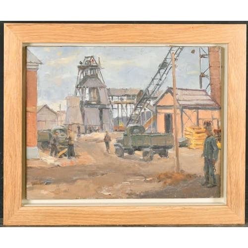 268 - 20th Century Russian School. An Industrial Scene, Oil on canvas, Inscribed in Cyrillic verso and dat... 