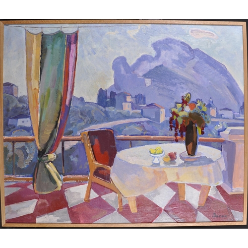 273 - Viktor Fedorovitch Vassine (1919-1997) Russian. “Still Life on a Round Table”, a Mountainous Landsca... 