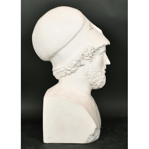 283 - 20th-21st Century English School. Bust Portrait of a Greek Soldier, Plaster, height 24