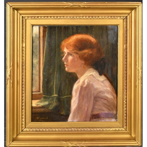 316 - Maude Porter (nee Bigwood) (act.1888-1908) British. Pensive Thoughts, Oil on board, Signed and dated... 