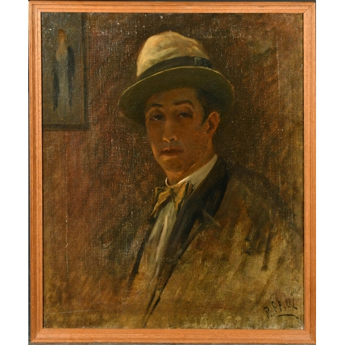 318 - Paul (Paul) Politachi (1865-1937) British. Self Portrait, Oil on canvas, Signed, 24