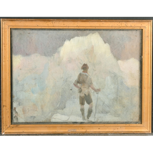 328 - Mary Swaish (19th-20th Century) British. A Mountaineer on a Frozen Peak, Oil on board, Signed, and I... 