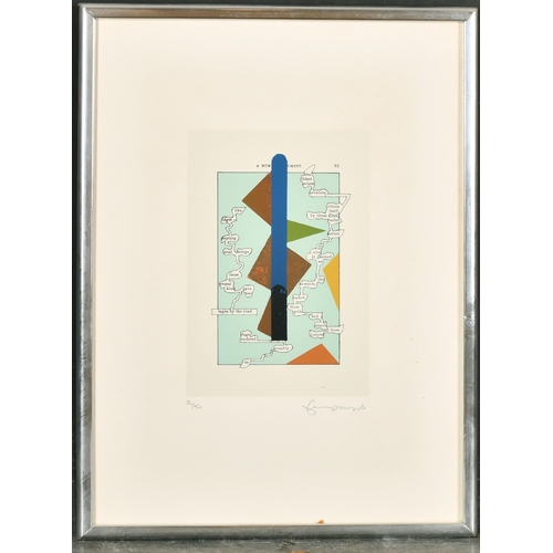 334 - Tom Phillips (1937-    ) British. Untitled, Print in colours, Signed and numbered 25/50 in pencil, 7... 