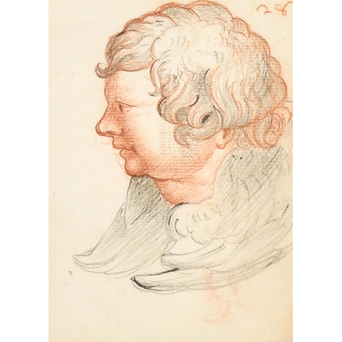 34 - 18th Century Italian School. Grotesque Face, Red Chalk and Pencil, Inscribed, 5.5