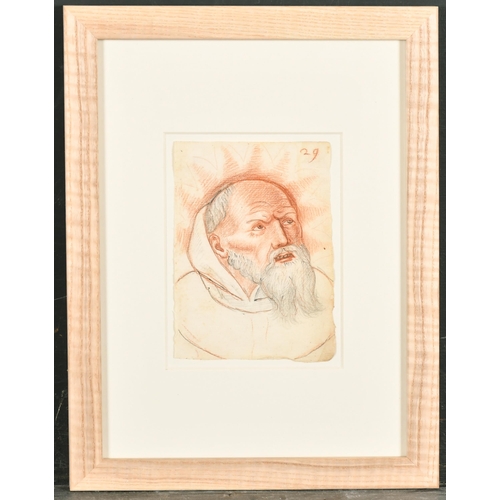 34 - 18th Century Italian School. Grotesque Face, Red Chalk and Pencil, Inscribed, 5.5