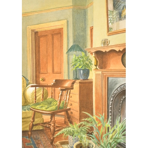 358 - Grahame Wheatley (1943   ) British. A Fireside Interior, Watercolour, Signed with initials and dated... 