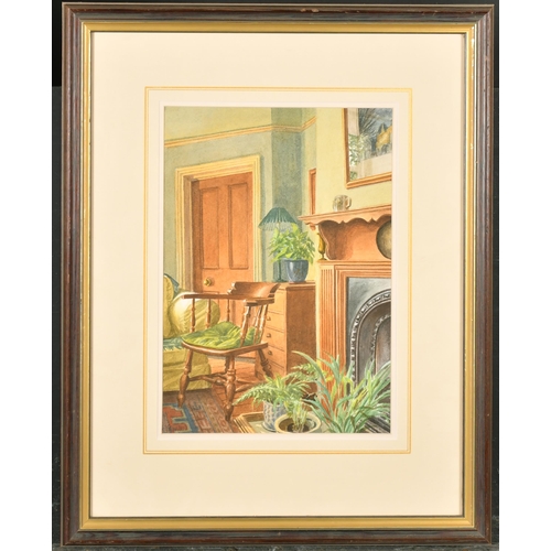 358 - Grahame Wheatley (1943   ) British. A Fireside Interior, Watercolour, Signed with initials and dated... 