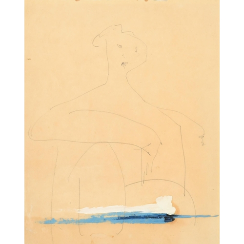 363 - Roger Hilton (1911-1975) British. Contemplation, Pencil and Oil (on sketchbook paper), Inscribed on ... 