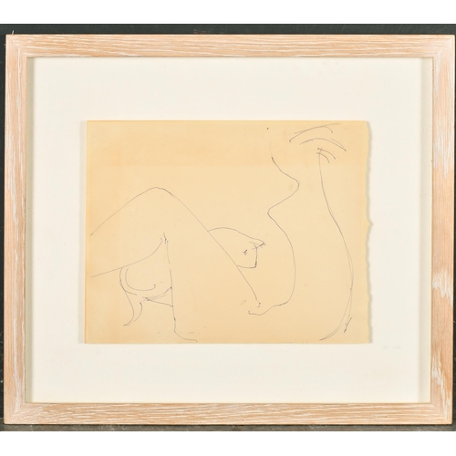 364 - Roger Hilton (1911-1975) British. Nude with Cat, Ink (on sketchbook paper), Inscribed on a backing b... 