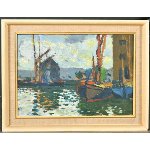 370 - Norman Laycock (1920-1985) British. A Harbour Scene, Oil on board, Signed, 10