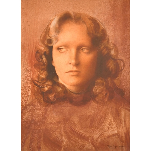 378 - Trevor Percy-Lancaster (1946-1992) British. Bust Portrait of a Girl, Oil Wash, Signed, and Inscribed... 