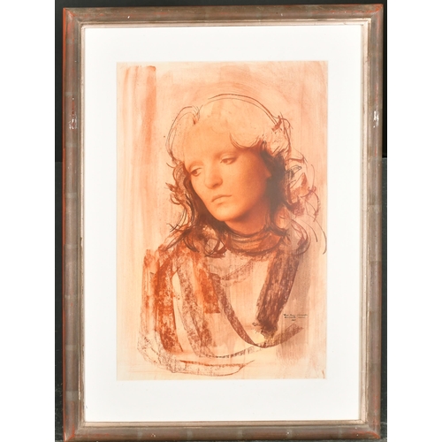 378 - Trevor Percy-Lancaster (1946-1992) British. Bust Portrait of a Girl, Oil Wash, Signed, and Inscribed... 