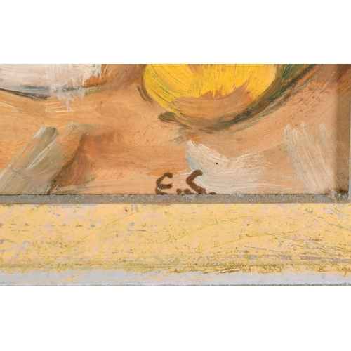 381 - 20th Century English School. Study of a Toy Monkey, Oil on board, Signed with Initials 'E.S', 13