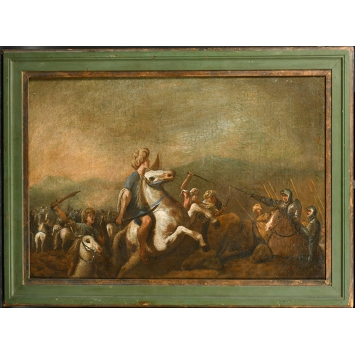 40 - 18th Century Italian School. A Cavalry Skirmish, Oil on canvas, 18.75