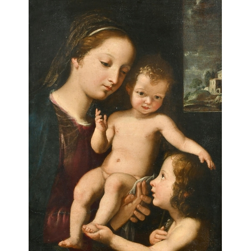 49 - 17th Century Italian School. The Madonna and Child with Infant St John the Baptist, Oil on canvas, i... 