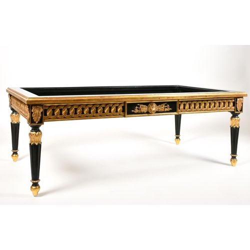 536 - Alexander G Ley & Son. A Reproduction Gilt and Black Adam Style Coffee Table (minus glass top), heig... 