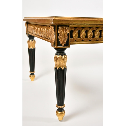 536 - Alexander G Ley & Son. A Reproduction Gilt and Black Adam Style Coffee Table (minus glass top), heig... 