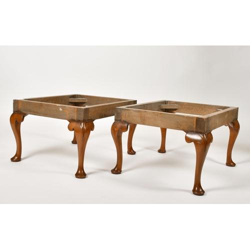 538 - Alexander G Ley & Son. A Reproduction Pair of Carved Stools, (no upholstery) height 14