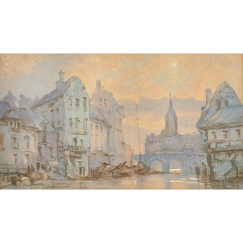 78 - Herbert Menzies Marshall (1841-1913) British. A Continental Town Scene from a River, Watercolour, Si... 