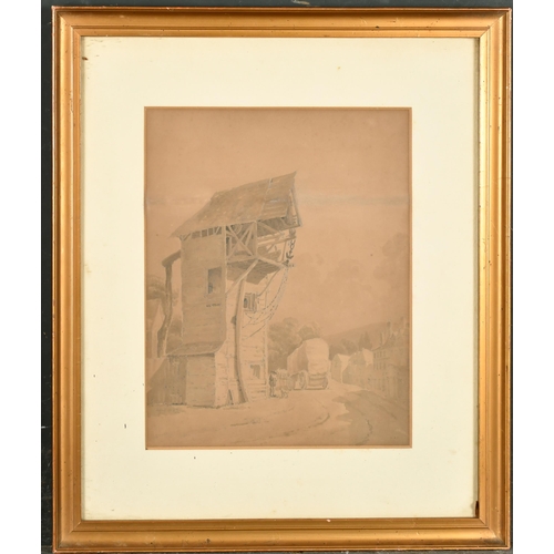 88 - Manner of John Crome (1768-1821) British. A Lifting Tower with Haycart below, Watercolour, Indistinc... 