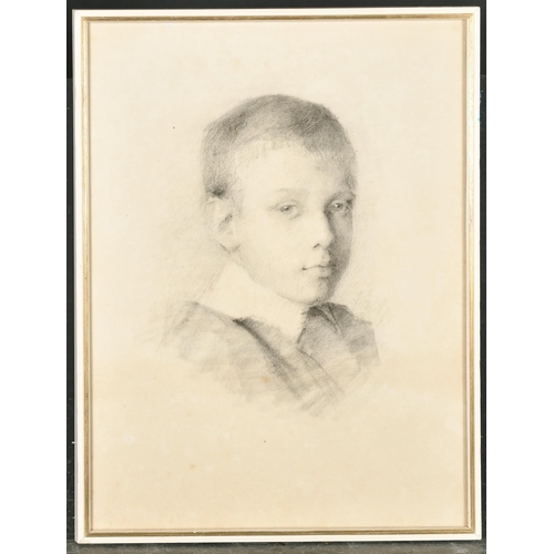 91 - Late 19th Century English School. Head Study of a Young Boy wearing a Stiff Collar, Pencil, 20.5