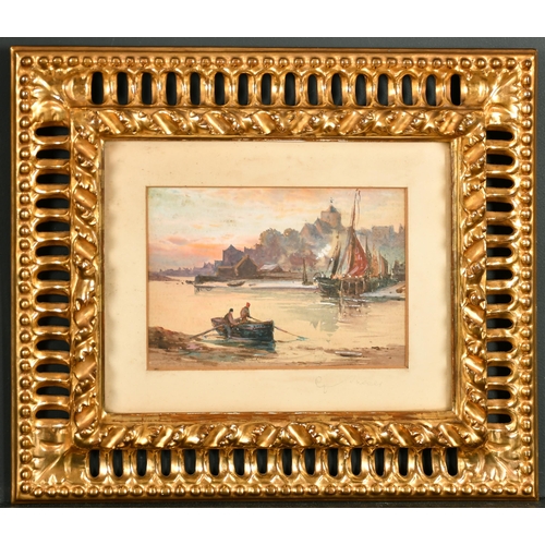 112 - 19th Century English School. A Coastal Scene, Watercolour, in a carved giltwood Florentine frame, 5