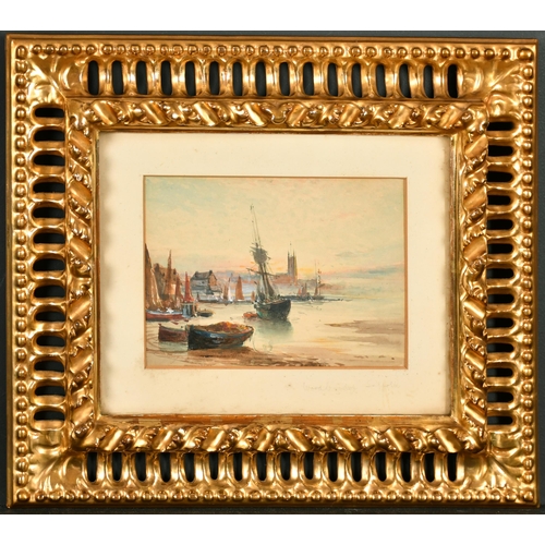 112 - 19th Century English School. A Coastal Scene, Watercolour, in a carved giltwood Florentine frame, 5