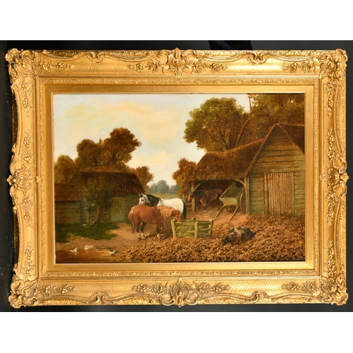 117 - After John Frederick Herring Jnr (1815-1907) British. Horses and Pigs in a Farmyard, Oil on canvas, ... 