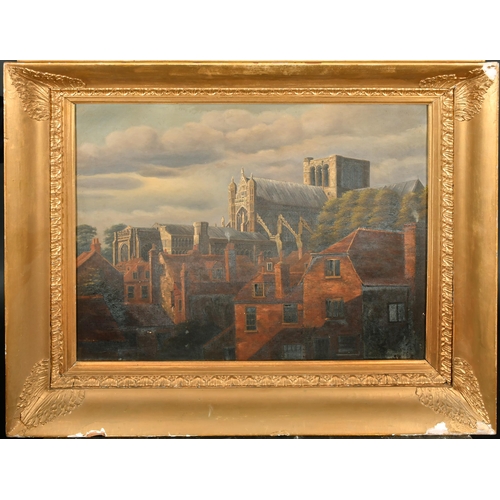 124 - 19th Century English School. Study of a City Cathedral, Oil on canvas, 17