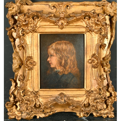 135 - 19th Century English School. Profile of a Young Girl, Oil on board, 5