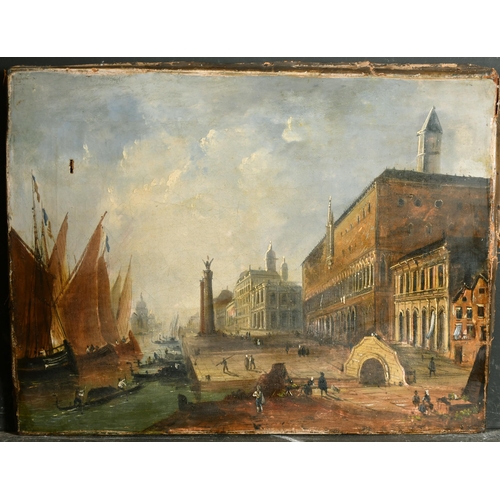 137 - Manner of Henry Pether (1800-c.1865) British. A Venetian Scene with Figures in the foreground, Oil o... 