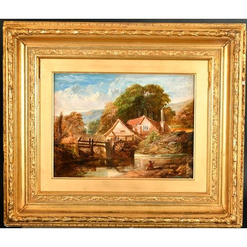 139 - Circle of William James Muller (1812-1845) British. A Watermill with a Figure fishing in the foregro... 