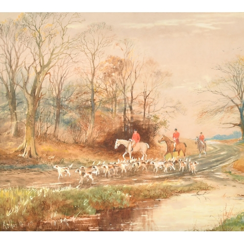 144 - Arthur Willett (1857-1918) British. A Hunting Scene, Watercolour, Signed, 12