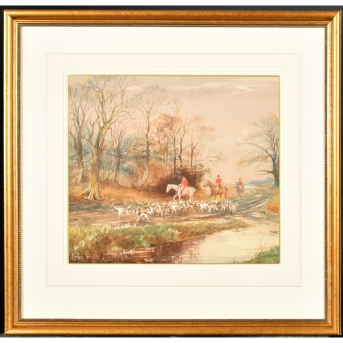 144 - Arthur Willett (1857-1918) British. A Hunting Scene, Watercolour, Signed, 12