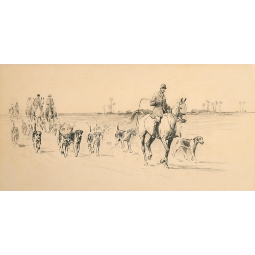 145 - Attributed to John Gregory King (1929-2014) British. A Hunting Scene, Pencil and Ink, 5.25