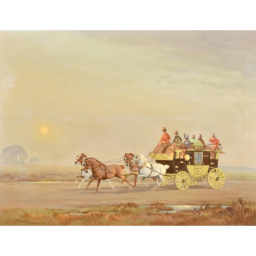 156 - Ninetta Butterworth (1922-    ) British. A Coaching Scene, Oil on canvas, Signed, 14