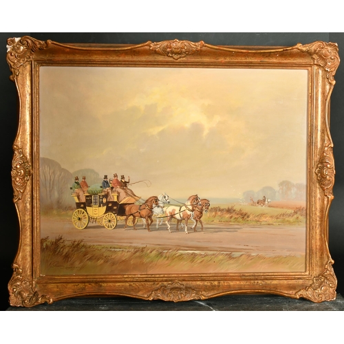 156 - Ninetta Butterworth (1922-    ) British. A Coaching Scene, Oil on canvas, Signed, 14