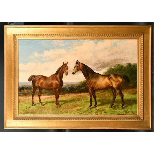 162 - William Henry Hopkins (1825-1892) British. Horses in a Field, Oil on canvas, Signed and dated 1880, ... 