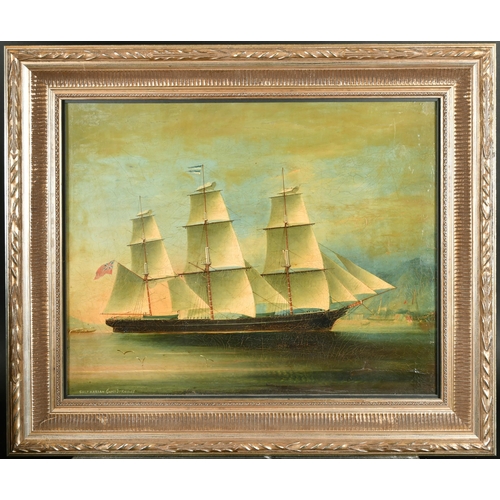 177 - 19th Century Chinese School. The British Ship Marian off Hong Kong, Oil on canvas laid down, Inscrib... 