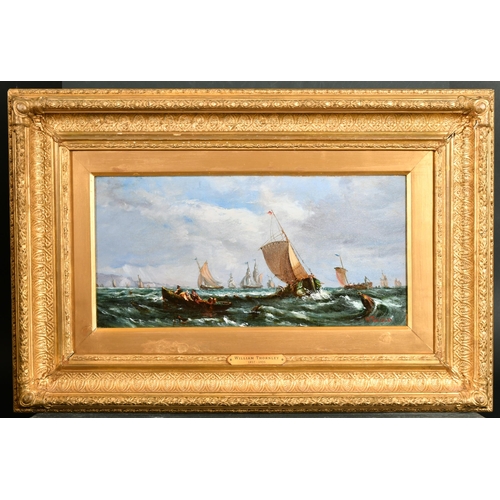 185 - Circle of William Thornley (1857-1935) British. A Shipping Scene in Choppy Waters, Oil on canvas, be... 