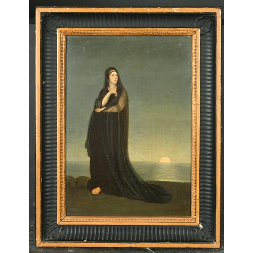 209 - 19th Century French School. Full Length Portrait of a Lady in Moonlight, Oil on canvas, 16.5