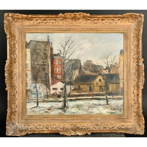 215 - Charles Real (1898-1979) French. A French Winter Street Scene, Oil on canvas, Signed, 18