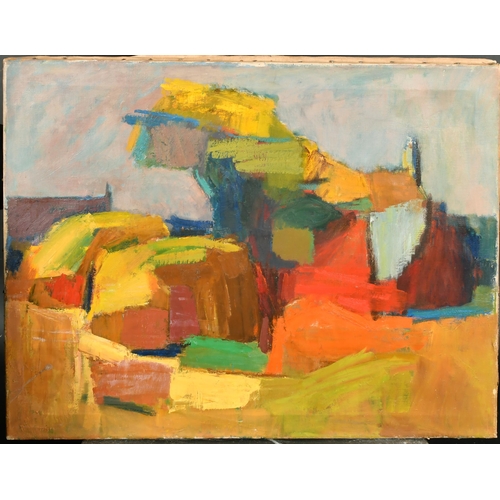 217 - 20th Century European School. Abstract Composition, Oil on canvas, Unframed 25.5