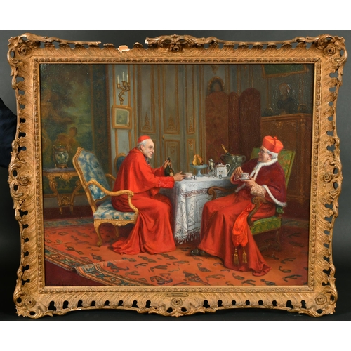 225 - Jules Benoit-Levy (1866-1952) French. Cardinals in an Interior, Oil on canvas, Signed, 21.25