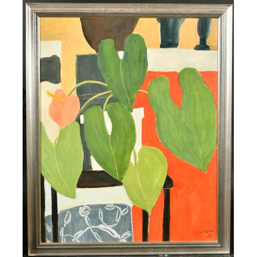 264 - Nico Verboom (1927-2005) South African. Study of an Anthurium Lily, Oil on board, Signed and dated '... 