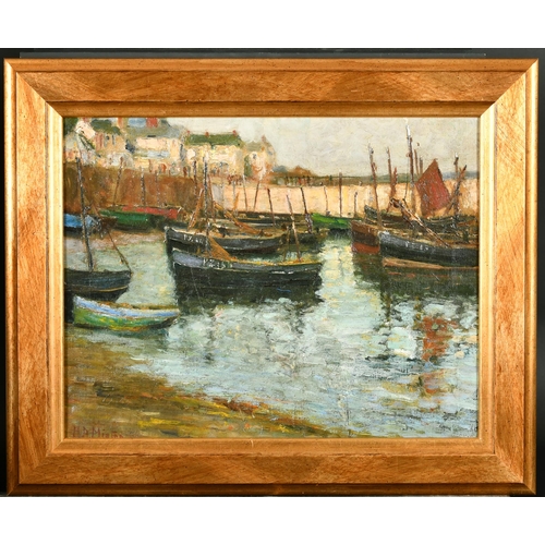 303 - Hampden Alfred Minton (1854-1934) British. Boats in Penzance Harbour, Oil on canvas, Signed, 14