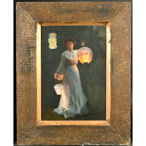 316 - Manner of Thomas Cooper Gotch (1854-1931) British. Girl with a Chinese Lantern, Oil on canvas, 18