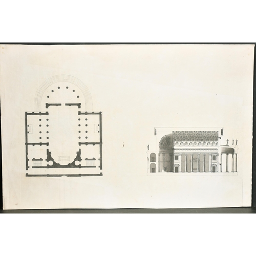 38 - 18th Century Italian School. Eight Architectural Drawings for a Neoclassical Theatre, Ink and wash o... 