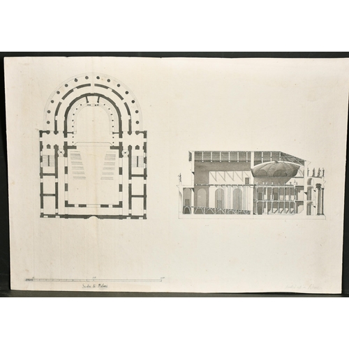 38 - 18th Century Italian School. Eight Architectural Drawings for a Neoclassical Theatre, Ink and wash o... 